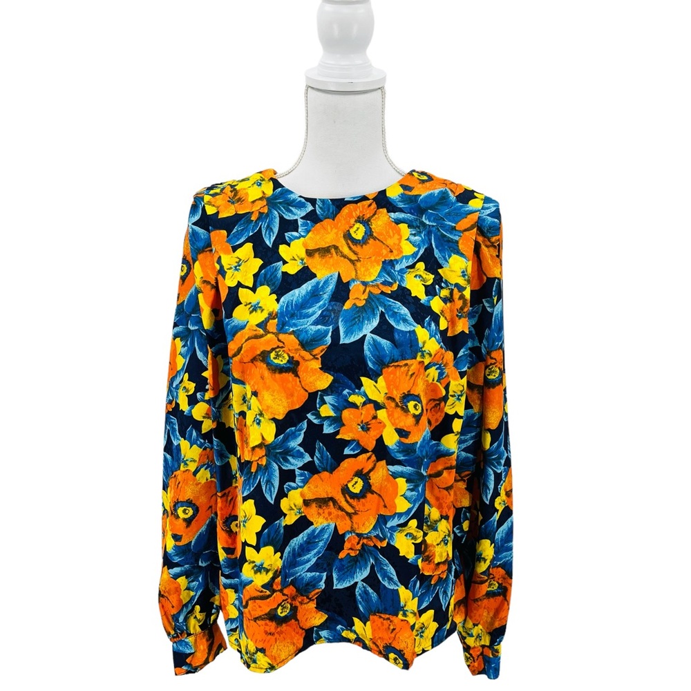 Vintage Camille Claudel Floral Jacquard Blouse Sz M